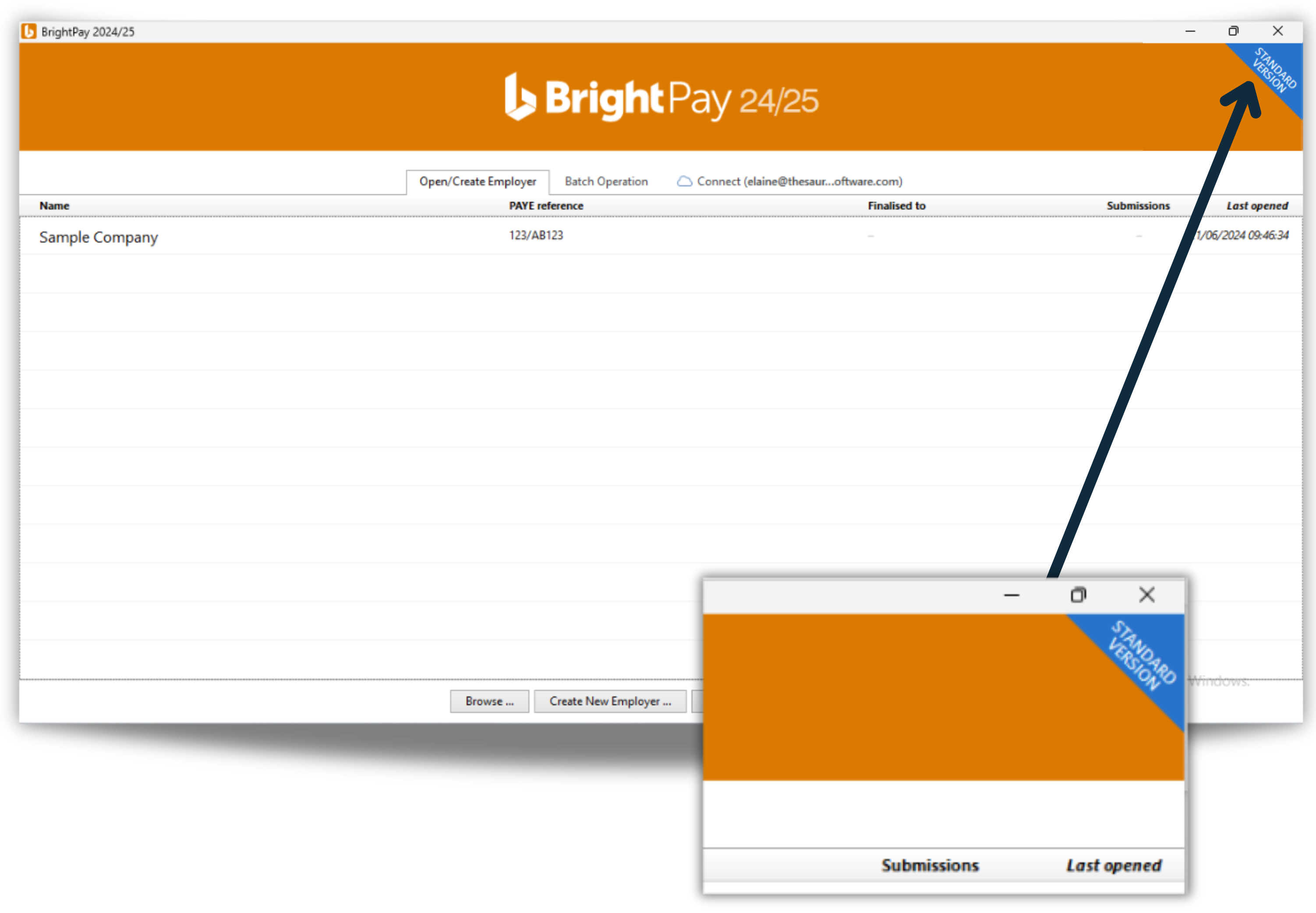 check BrightPay version